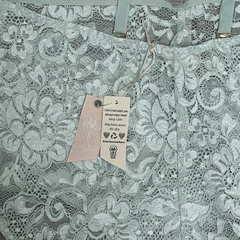NWT Free People X HAH Comin in Haht Lace Bodysuit Small Something Blue Bride - Picture 15 of 16